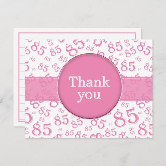 85th Thank You: Pink/White Number Pattern (Vorne/Hinten)