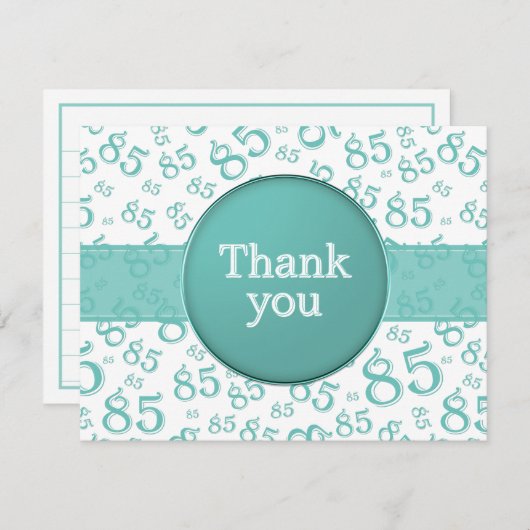 85th Thank You: Teal/White Number Pattern (Vorne/Hinten)