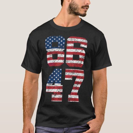 8647 Anti Trump 86 47 Retro Anti-Trump US Flag Imp T-Shirt (Vorderseite)