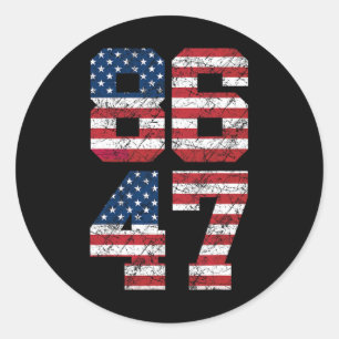 8647 Anti Trump 86 47 Retro Anti-Trump US Flag Pre Runder Aufkleber