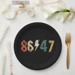 8647 Anti Trump Retro Vintage 80er Rock Stil Pappteller