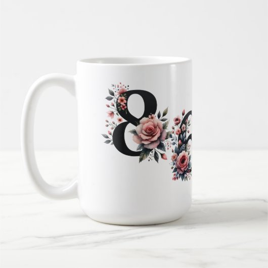 8647 ANTITRUMP SCHWARZE LETTERING & PINK BLUME KAFFEETASSE (Links)