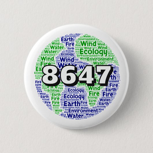 8647 Planet Erde Ökologie Wort Kunst Button (Vorderseite)