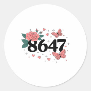 8647 Retro 86 47 Anti-Trump Blume Art Präsident Runder Aufkleber