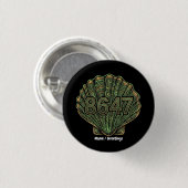 8647 Seashell Linolschnitt Sechsundachtzig Siebenu Button (Vorne & Hinten)