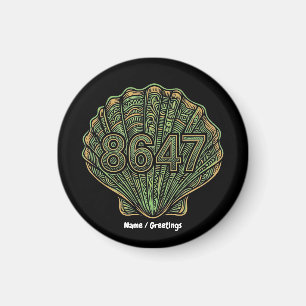 8647 Seashell Linolschnitt Sechsundachtzig Siebenu Magnet