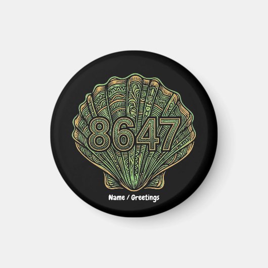 8647 Seashell Linolschnitt Sechsundachtzig Siebenu Magnet (Vorne)