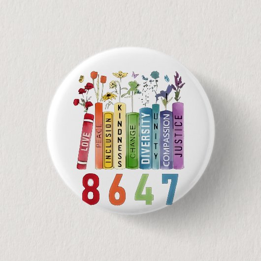 8647 Subtle Anti Trump Anti MAGA 86 47 Floral LGBT Button (Vorderseite)