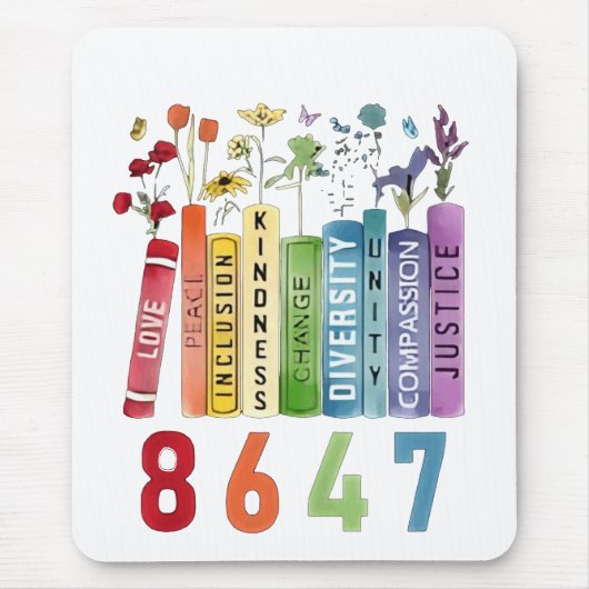 8647 Subtle Anti Trump Anti MAGA 86 47 Floral LGBT Mousepad (Vorne)