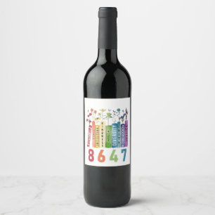 8647 Subtle Anti Trump Anti MAGA 86 47 Floral LGBT Weinetikett