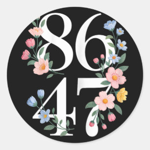 8647 Subtle Anti Trump Blume Floral Boho Vintag Runder Aufkleber