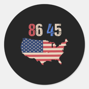 86 45 Patriotic Resist Trump Vintag Flag Shirt Runder Aufkleber