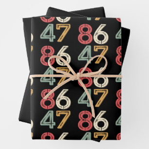 86 47 Anti Trump Vintage 80er Retro Stil Geschenkpapier Set
