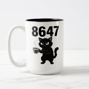 86 47 Süße wütende schwarze Katze Kaffee Protest W Zweifarbige Tasse