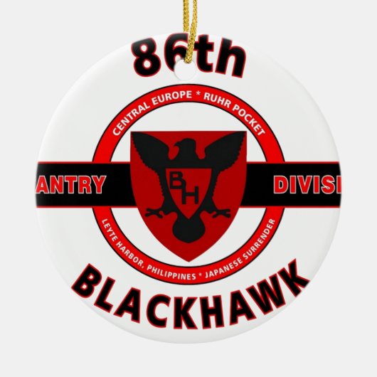 86. ABTEILUNG der INFANTERIEDIVISION-"BLACKHAWK" Keramik Ornament (Vorne)