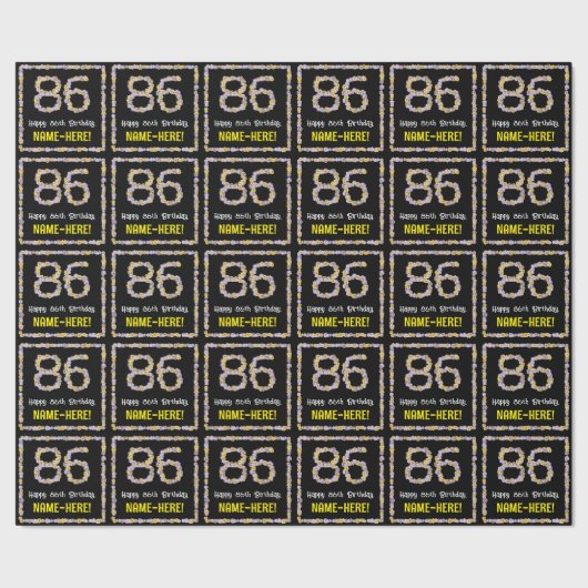 86. Geburtstag: Blumennummer, Individuelle Name, B Geschenkpapier (Saum)