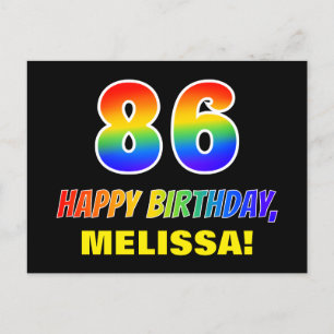 86. Geburtstag: Bold, Fun, Simple, Rainbow 86 Postkarte