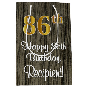 86. Geburtstag: Elegante Imitate Gold Look #, Imit Mittlere Geschenktüte