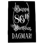 86. Geburtstag: Extravagant, elegant, Script + Ind Mittlere Geschenktüte (Vorderseite)