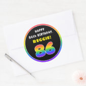 86. Geburtstag: Farbiger Regenbogen # 86, Individu Runder Aufkleber (Umschlag)