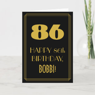 86. Geburtstag – im Art Deco Stil "86" & Name Karte