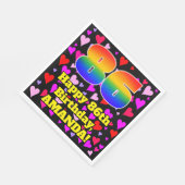 86. Geburtstag: Loving Hearts Pattern, Regenbogen Serviette (Ecke)