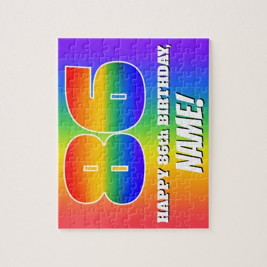 86. Geburtstag — mehrfarbiges Regenbogenmuster "86 Puzzle (Vertikal)