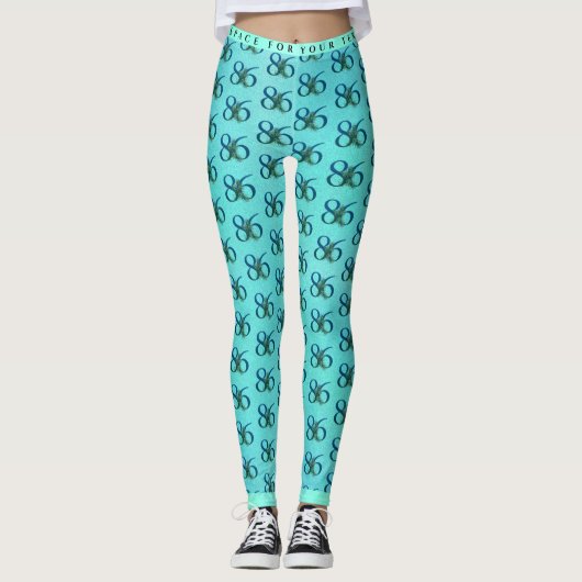 86. Geburtstag oder Jubiläum Pfauenmuster Leggings (Vorderseite)