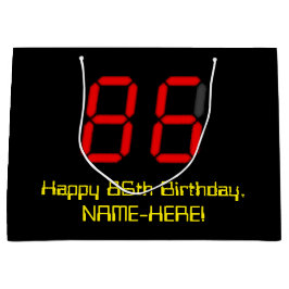 86. Geburtstag: Red Digital Clock Style "86" + Nam Große Geschenktüte