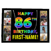 86. Geburtstag: Regenbogentext, benutzerdefinierte Große Geschenktüte (Rückseite)