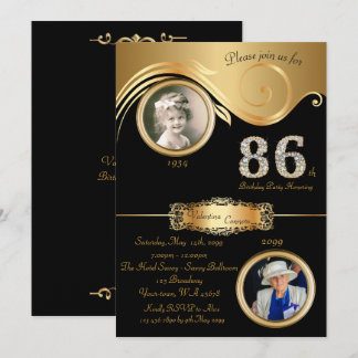 86., Geburtstags-Frau 86., Deko der eleganten Einladung