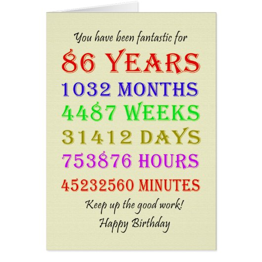 86. Geburtstagsfeiertage (Vorne)