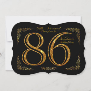 86. Geburtstagsparty 86.,Gatsby,Black & Gold Einladung