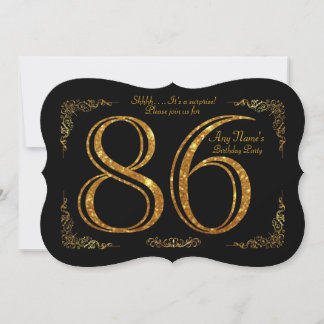 86. Geburtstagsparty 86.,Gatsby,Black & Gold Einladung