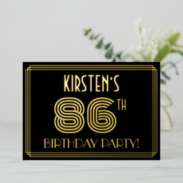 86. Geburtstagsparty — Art Deco Style "86" + Name Folieneinladung