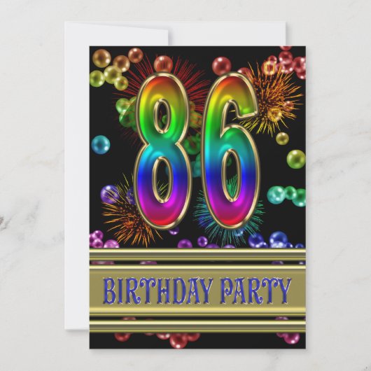 86. Geburtstagsparty Einladung mit Blasen (Vorderseite)