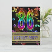 86. Geburtstagsparty Einladung mit Blasen (Stehend Vorderseite)