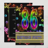86. Geburtstagsparty Einladung mit Blasen (Vorne/Hinten)