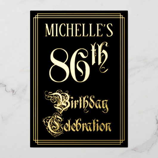 86. Geburtstagsparty - Extravagantes Drehbuch & In Folieneinladung (Vorderseite)