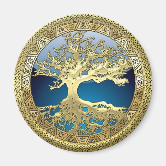 [86] Golden Celtic Tree of Life [3D] Magnet (Vorne)