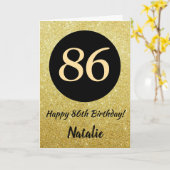 86. Happy Birthday Black and Gold Glitzer Card Karte (Gelbe Blume)