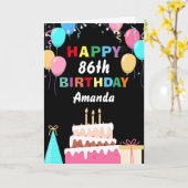 86. Happy Geburtstag farbenfrohe Balloons Kuchen s Karte (Gelbe Blume)