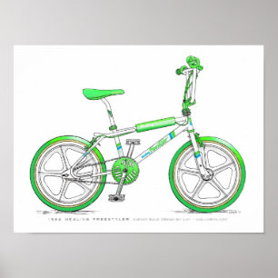 86 Heilung Freestyler LixBMX Vintage BMX Skizze Poster