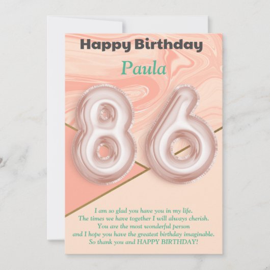 86-jährige Mädchen Happy Birthday Card (Vorderseite)