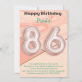86-jährige Mädchen Happy Birthday Card (Rückseite)