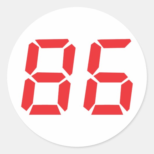 86 sechsundachtzig rote Wecker digitale Nummer Runder Aufkleber (Vorderseite)