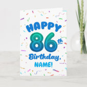 86th Balloon Number Custom Name Birthday Card Karte (Vorderseite)