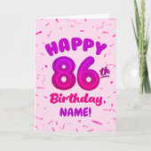 86th Balloon Number Custom Name Birthday Card Karte (Vorderseite)