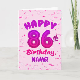 86th Balloon Number Custom Name Birthday Card Karte
