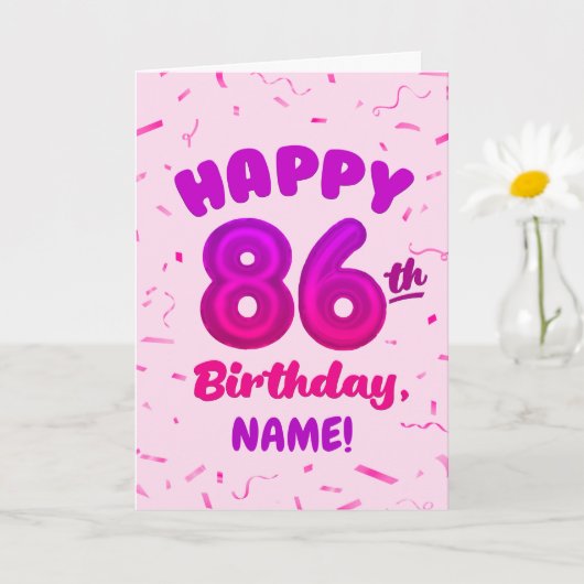 86th Balloon Number Custom Name Birthday Card Karte (Kleine Pflanze)